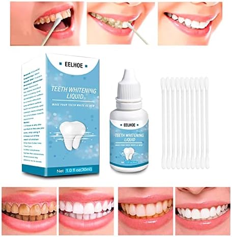 10 Adet Pamuklu Çubukla Diş Beyazlatma Sıvısı, Derin Temizlik Diş Lekeleri, Nazik Beyazlatıcı Gargara