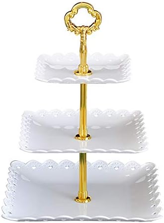Kek Standı Üç katmanlı Kek Tepsisi Tatlı Rafı Tatlı Tepsisi Düğün Pastası Tepsisi Kek rafı Çay Partisi servis tabağı (Renk: