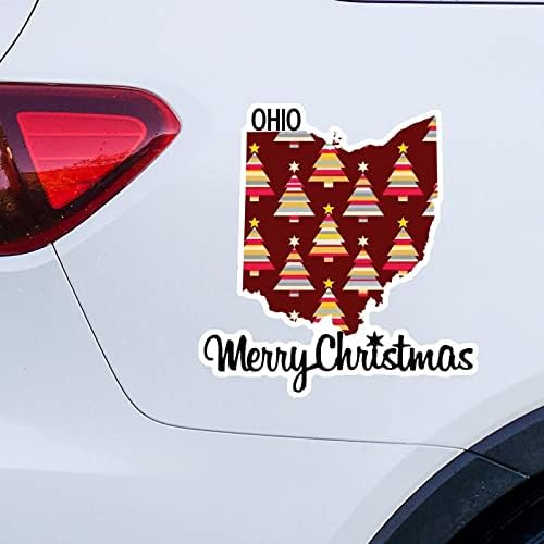 Noel Çıkartmaları ohio Ev Devlet Çıkartmaları Merrry Noel ohio Haritası Araba Çıkartması Noel Dekorasyon Pencere Çıkartması