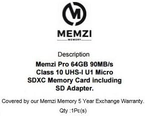 MEMZİ PRO 64 GB 90 mb/s Sınıf 10 Mikro SDXC Hafıza Kartı SD Adaptörü ile LG G7 Bir, X Güç 3, G5, Stylo+, Stylo 3 Artı, X