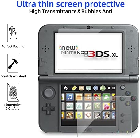 Yeni 3DS XL Ekran Koruyucu, Üst Ekran için Temperli Cam Üst LCD ve HD Clear Crystal PET Film Uyumlu Nintendo 3DS XL için