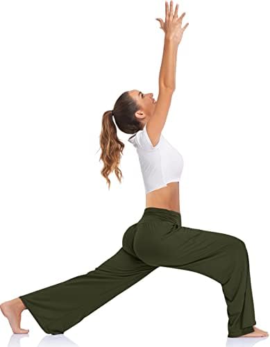 UEU Bayan Geniş Bacak Yoga Pantolon Yüksek Belli Ayarlanabilir Kravat Düğüm Joggers Rahat Gevşek Artı Boyutu Salonu Sweatpants