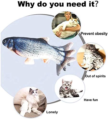 Flip Flop Balık Kedi Oyuncak, Elektrikli Balık Kedi Oyuncak-İnteraktif Gerçekçi Kedi Oyuncak Peluş Simülasyon Balık Kedi
