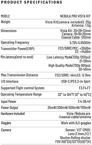 Caddx Bulutsusu Pro Vista Kiti 720 p/120fps Düşük Gecikme HD Dijital FPV Sistemi 27g Hafif Küçük Drones için Tasarlanmış