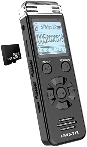 SD Kartlı EVİSTR V508 Dijital Ses Kaydedici-Harici Mikrofon, Line-in, Şifre, USB Şarj Edilebilir (8GB+32GB)Dersler ve Toplantılar