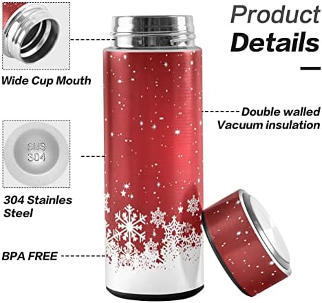 CaTaKu Noel Kırmızı Kar Tanesi Su Şişesi Yalıtımlı 16 oz Paslanmaz Çelik Şişe Termos Şişe Kahve Su İçecek Kullanımlık Geniş