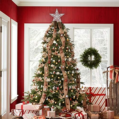 Angoily 2 ADET Delikli Noel Ağacı Sparkle Yıldız Pırıltılı Asılı Noel Ağacı Topper Dekorasyon Süsler Ev Dekor (Altın + Gümüş)