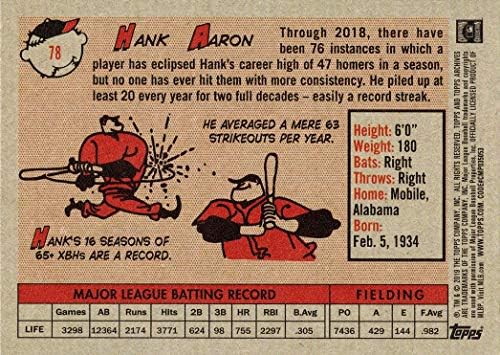 2019 Topps Arşivleri 78 Hank Aaron Beyzbol Kartı-Atlanta Braves