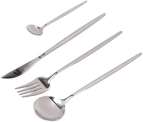 Paslanmaz Çelik çatal bıçak kaşık seti, Restoran Gıda Sınıfı Dayanıklı Zarif çatal bıçak kaşık seti (Gümüş)
