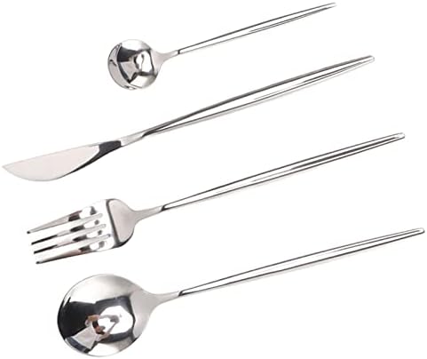 Çatal bıçak kaşık seti, Restoran Gıda Sınıfı Şık Paslanmaz Çelik çatal bıçak kaşık seti (Gümüş)