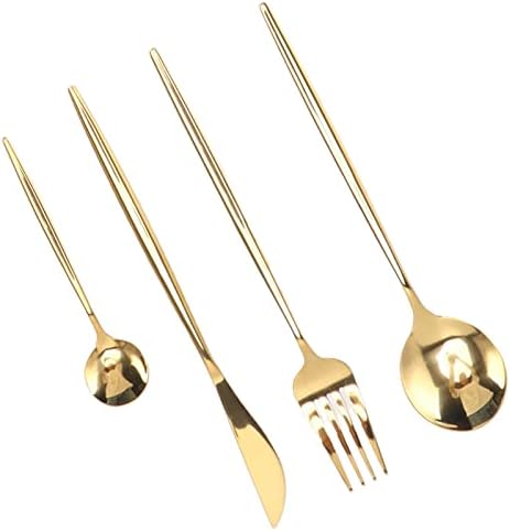 Servis Malzemesi Seti, Restoran için ısıya Dayanıklı Gıda Sınıfı Çatal Bıçak Takımı Seti (Altın)