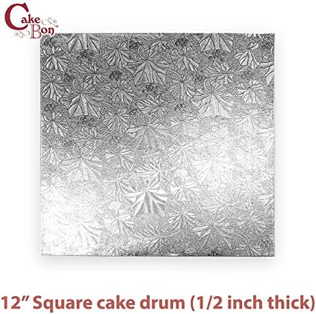 Cakebon Kek Tamburları Kare 12 inç - (Gümüş, 1'li Paket) - Sağlam 1/2 inç Kalınlığında-Tamamen Sarılmış Kenarlar