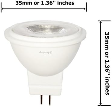 Anyray 2-LED 3 W Ampuller MR11 12 Volt Fiber Optik Noel Ağaçları Ampul 10 W 12 V (Sıcak Beyaz)