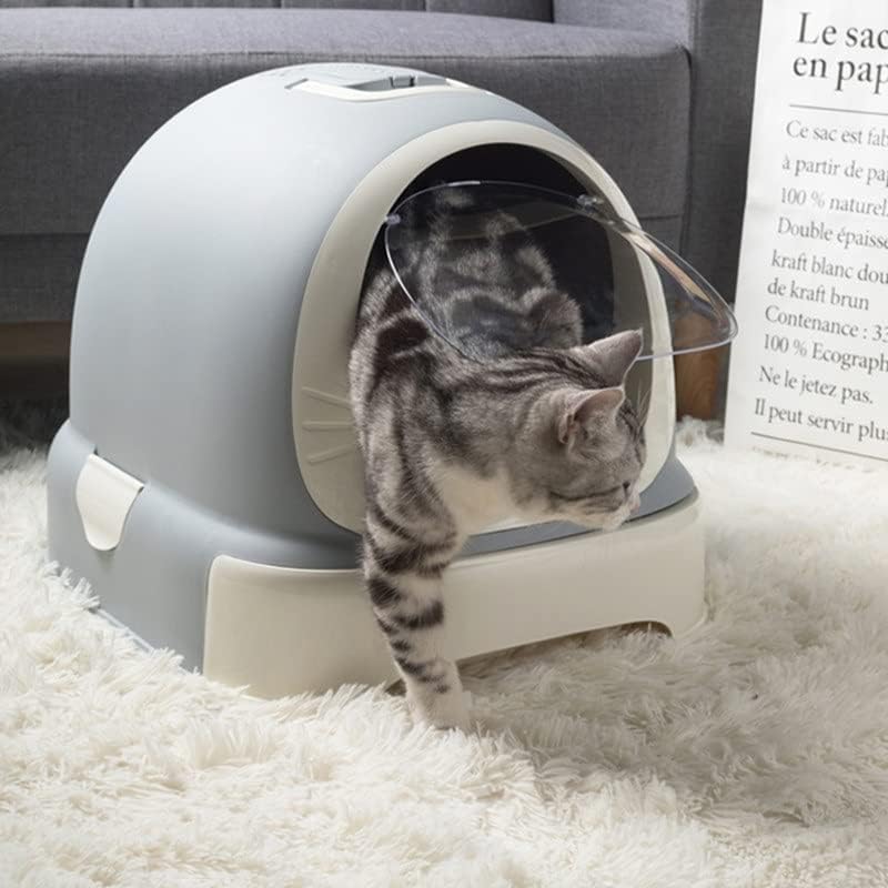 GRETD Kediler kum kabı Büyük Kediler kum kabı Kapşonlu çöp tepsisi Yavru Tuvalet İyi Tasarlanmış Alan Verimli (Renk: Gri)
