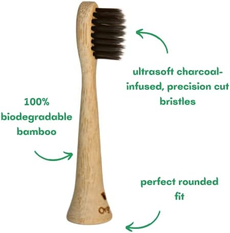 Org-O Bambu Elektrikli Diş Fırçası Kafaları / Biyobozunur Çevre Dostu Yumuşak Kıllar / Kömür Kılları / %100 Bitki Bazlı Yedek