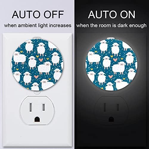 2 Paket Plug-in Gece Lambası LED Gece Lambası Koyun Desen Alacakaranlıktan Şafağa Sensörü Çocuk Odası, Kreş, Mutfak, Koridor