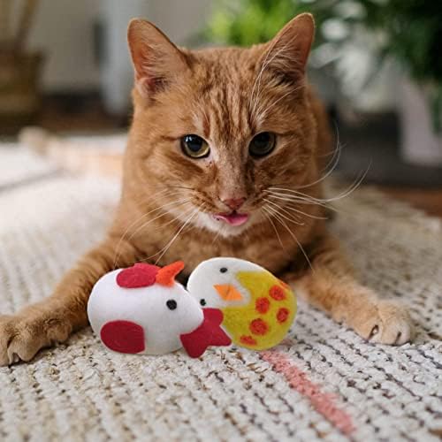 Zerodeko 2 adet Kedi Alay Yumurta Oyuncak İnteraktif Keçe Topu Oyuncaklar Tavuk Catnip Oyuncaklar Yavru diş çıkartma oyuncakları
