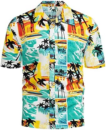 Erkek Çiçek Gömlek Kısa Kollu Düğme Aşağı Gömlek Hızlı Kuru Turn Down Yaka Premium Kumaş Guayabera Gömlek