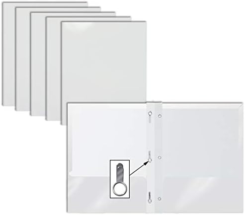 Uçlu 2 Cep Parlak Beyaz Kağıt Klasörü, 25 Paket, Daha İyi Ofis Ürünleri, Mektup Boyutu, 3 Metal Uçlu Tutturuculu Parlak Beyaz