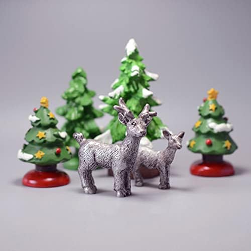 Kisangel Ev Dekor 4 adet Reçine Noel Minyatür Süsler Noel Ağacı Mini Figürler Tatil Festivali Parti Masa Bonsai Süslemeleri