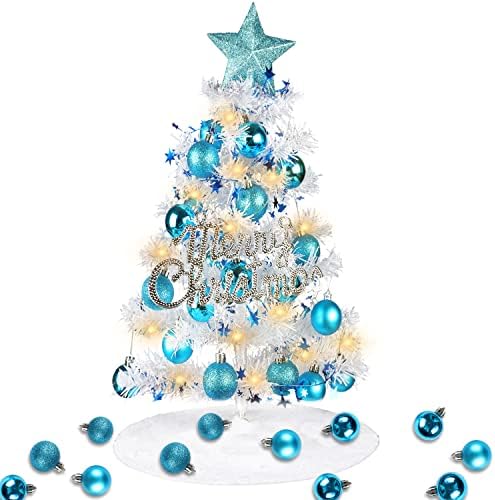 60 CM Mini Noel Ağacı,Yapay Noel Ağacı ile askı süsleri, Noel Ağacı Etek, Noel Topu Masaüstü Noel Ağacı için Ev, Mutfak,