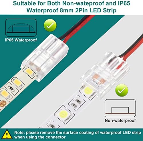 ıCreating LED şerit konektörü 2 PİN, 100ft 2 iletken LED tel 2 PİN LED konektörü Lehimsiz 2 PİN LED şerit konektörü 8MM LED