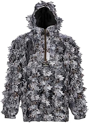 North Mountain Gear - Erkekler için Premium Kamuflaj Yapraklı avcı ceketi-Kapüşonlu 1/2 Fermuarlı