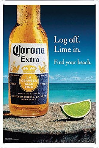 Tabela Metal Poster Plakası (8x 12) Corona Bira Log Off Kireç tarafından Yiyecek ve İçecek Dekor İşareti