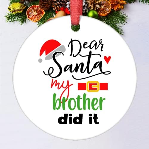 godblessign Kardeş Noel Süs Sevgili Santa Benim Yaptım Süsler Ağacı Komik Alıntı Noel Seramik Hediye Kardeş, 3 inç