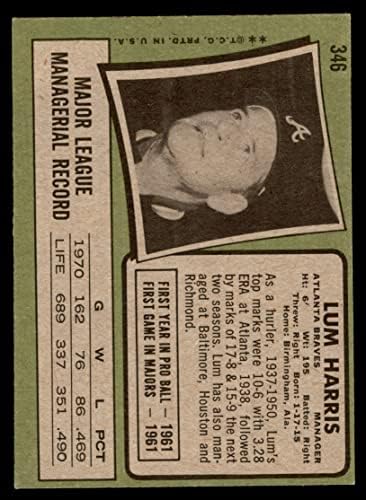 1971 Topps 346 Lum Harris Atlanta Braves (Beyzbol Kartı) ESKİ Braves