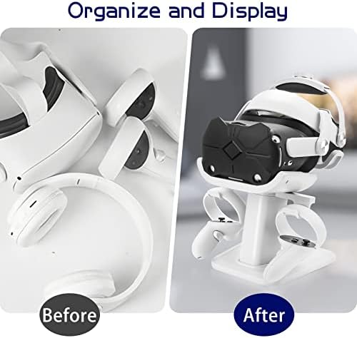 Kafa bandı ve VR Standı Oculus Quest 2, Yedek Ayarlanabilir Kayış Quest 2 Elite Sapanlar, VR Standı Ekran Tutucu ve Denetleyici