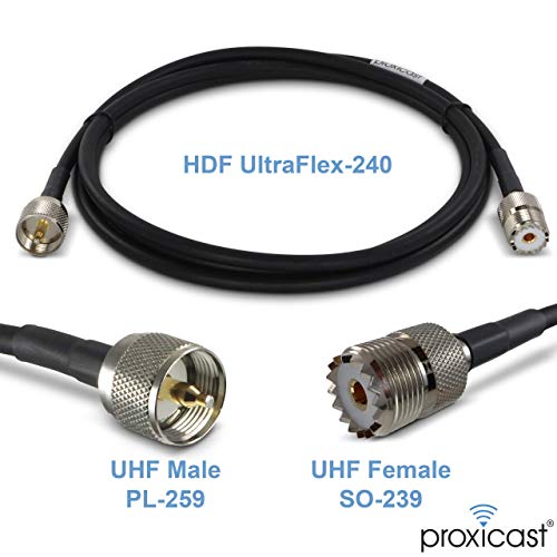 Proxicast 6 ft Ultra Esnek PL259 Erkek - SO239 Dişi Düşük Kayıplı Koaksiyel Uzatma Kablosu CB/UHF/VHF/Kısa Dalga/AMATÖR/Amatör