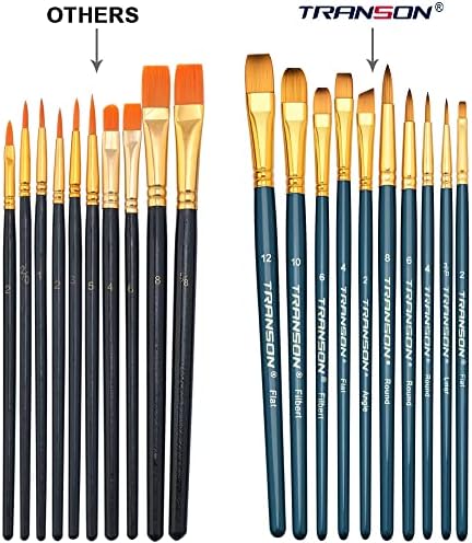 Transon 20 adet Toplu Sanatçı Boyama Fırça Seti Akrilik Boya Seti 12 Renkli