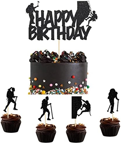 Qerleny 17 parça kaya tırmanışı kek topper kaya tırmanışı tema kek dekorasyon kaya tırmanışı doğum günü pastası parti dekorasyon