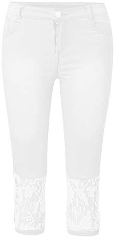 Capri Kot Tayt Kadınlar için Egzersiz Dantel Patchwork Yüksek Belli Rahat İnce kalem pantolon Streç Yoga cepli pantolon