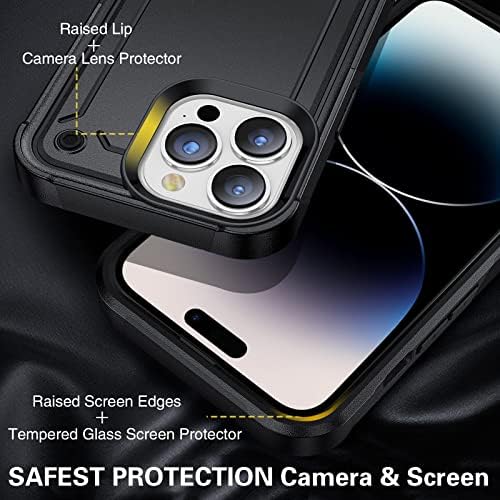 PTUONİU iPhone 14 Pro Max için Kılıf, [6 in 1] iPhone 14 Pro Max Telefon Kılıfı ile [2 adet Cam Ekran Koruyucu + 2 adet Kamera