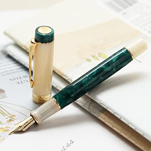 Yeni Jinhao 100 Yeşil-Beyaz Reçine dolma kalem Ok Klip Ekstra İnce Ucu 0.38 mm Akrilik Yazı ofis kalemi