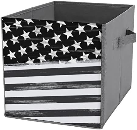 Nudquıo Siyah Amerikan Bayrağı Katlanır eşya kutuları Katlanabilir Kutular Kumaş Küp Basit Organizatör Kolları ile Ev Yatak