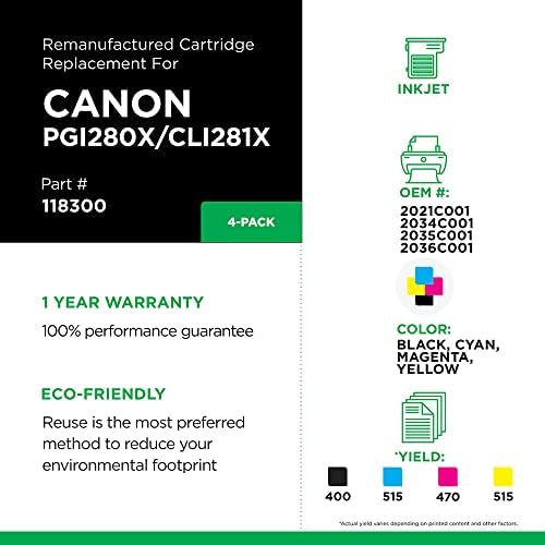 Yonca Yeniden Üretilmiş Yüksek Verimli Mürekkep Kartuşları Değiştirme canon için Canon PGI-280XL/CLI-281XL / Siyah, Camgöbeği,