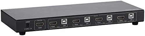 Monoprice 4K 4x1 HDMI 1.4 ve USB 2.0 KVM Anahtarı, Aşırı Akım Algılama ve Korumaya Sahip bir USB 2.0 Veri Bağlantısı İçerir