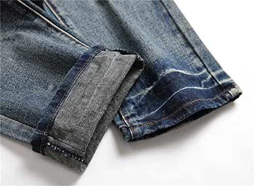 DGHM-JLMY erkek Delik Trend İnce Kot Düz pantolon Streç Kot Yırtık Skinny Jeans Düz Bacak kot pantolon Delikli