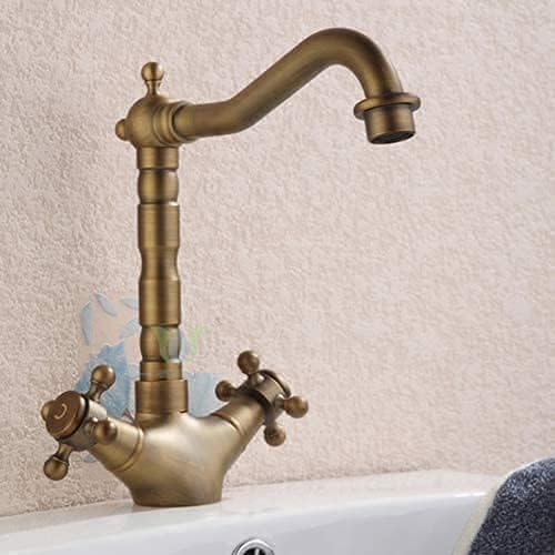KNOXC Su Muslukları, Banyo Antika Musluk Çift Kolu Su Dokunun Sıcak ve Soğuk Karışık Su Mutfak Musluk
