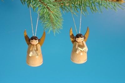 Ağaç süsleme bir çift müzik meleği ağaç süsleme, boyanmamış Trompetçi ve şarkıcı Höhe yakl. 4.8 cm Noel ağacı süsleme Noel