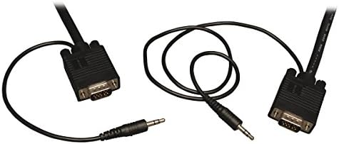 Sesli Tripp Lite VGA Koaksiyel Monitör Kablosu, RGB koaksiyel yüksek Çözünürlüklü kablo (HD15 ve 3,5 mm M/M) 15 ft.(P504-015)