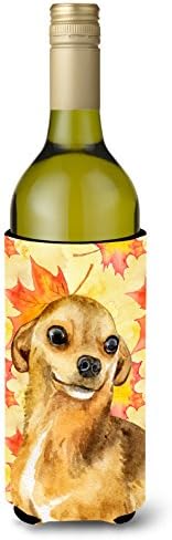 Caroline's Treasures BB9919LİTERK Chihuahua Güz Şarap Şişesi Hugger, Sarı, Şişe Soğutucu Kol Hugger Makinede Yıkanabilir