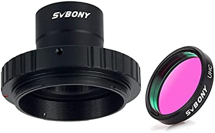 SVBONY T2 T Halka Adaptörü ve T Adaptör Teleskop Aksesuarı için Uyumlu Canon EOS Standart EF Lensler ile 1.25 inç UHC Filtre