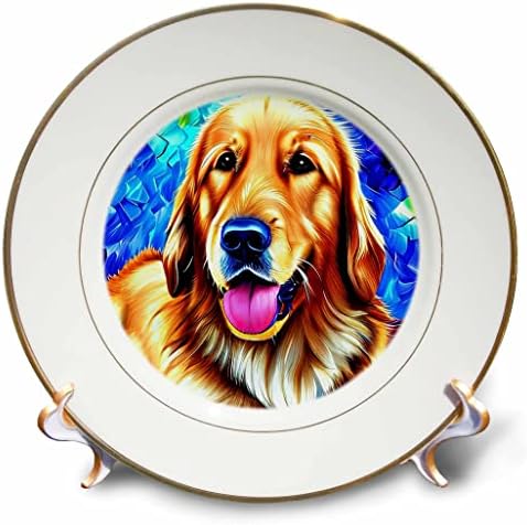 3dRose Komik Golden Retriever Köpek Portresi. Sizin için Dijital Boyama Hediyesi - Tabaklar (cp-376124-1)