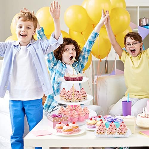 Ctfflhhy 6 adet Cupcake Standı Seti 2 3 Katmanlı Kek Standı + 4 Kare Plastik Servis Tepsileri Düğün Doğum Günü Partisi için