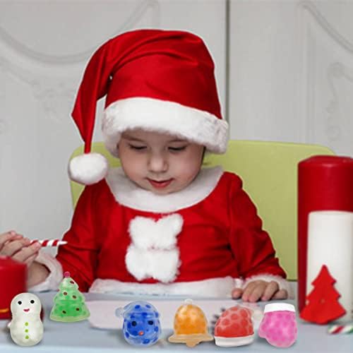 QİNGQİU 12 ADET Noel Mini Sıkmak Topları Su Boncuk Stres Giderici Oyuncaklar Çocuklar için Kız Erkek Çorap İticiler Noel
