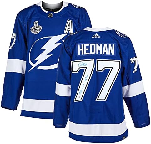 Victor Hedman Tampa Bay Lightning İmzalı ve Yazılı 2020 Kupası Adidas Forması-İmzalı NHL Formaları